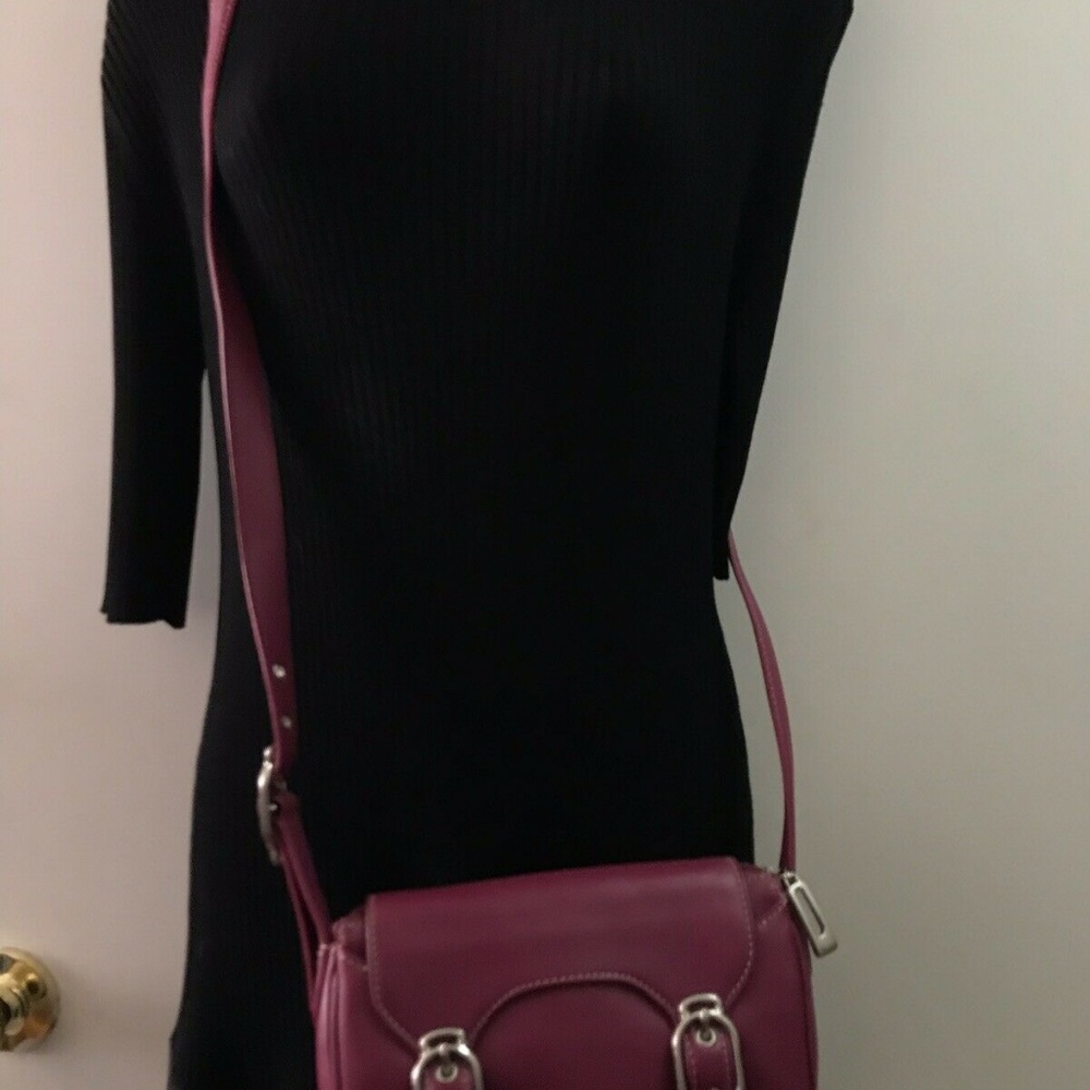 COLE HAAN Small Magenta Leather Crossbody Bag - Picture 2 of 8